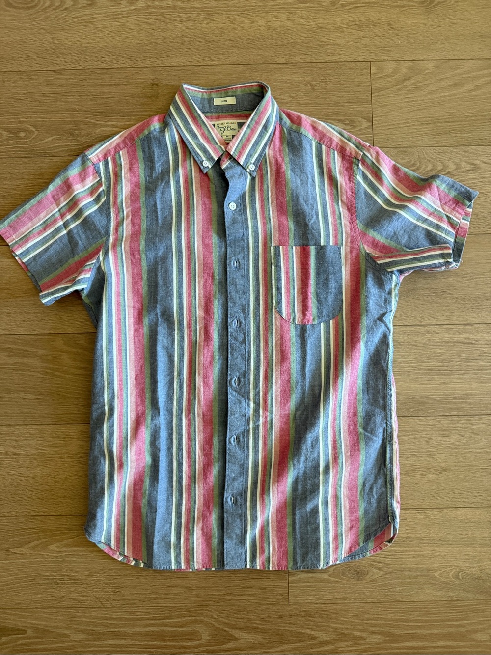 JCrew Madras Short-Sleeve Button-Down Stripe Shirt - Medium, Slim